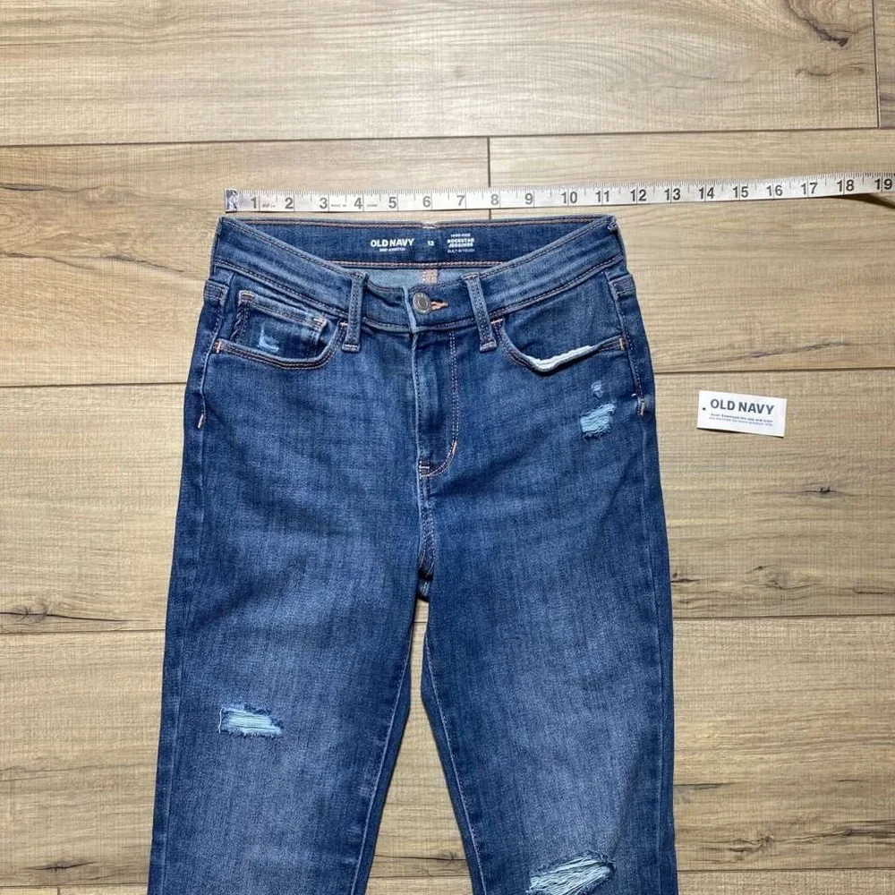 Old Navy Girls High-Rise Rockstar Distressed Jeggings Size 12 Ocean Blue‎